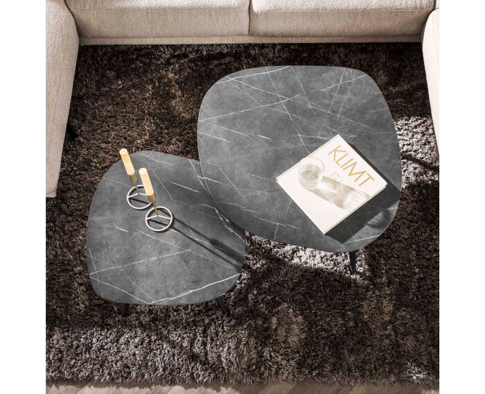 Salontafel Marquina set van 2 organisch - marmerlook