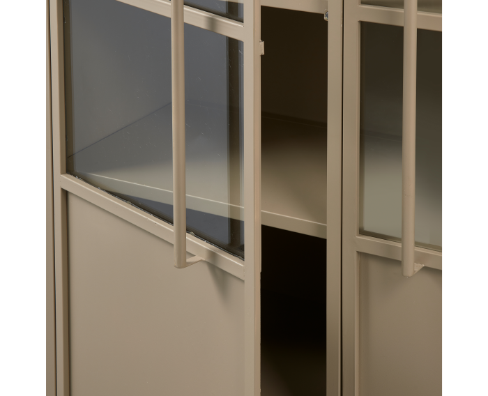EXHIBIT VITRINEKAST METAAL KHAKI - BePureHome