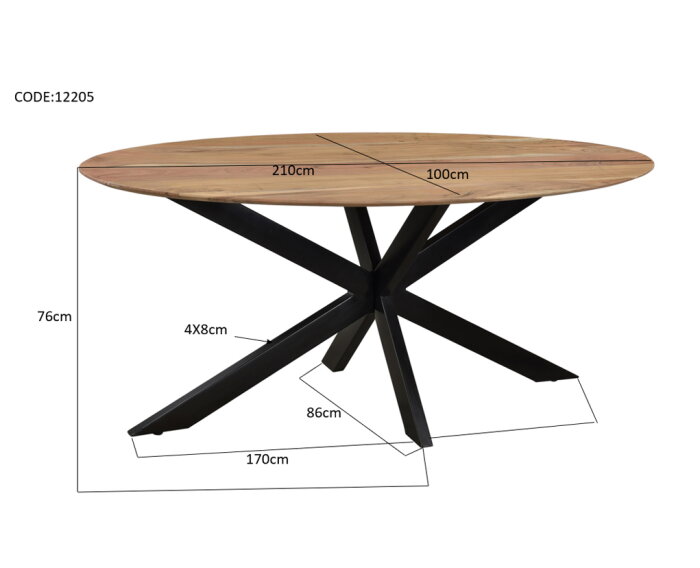 Ovale Eettafel Oslo - 210x100 cm | Livingfurn