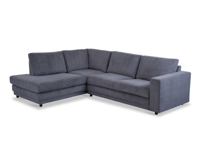 Hoekbank Livaro Antraciet - Zoom 21 Ribstof &ndash; Ottomane links &ndash; 261x204 cm