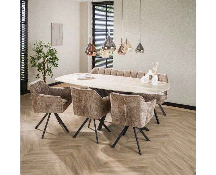 Eetkamerbank Raster - Hoven champagne - 180x58x81 cm