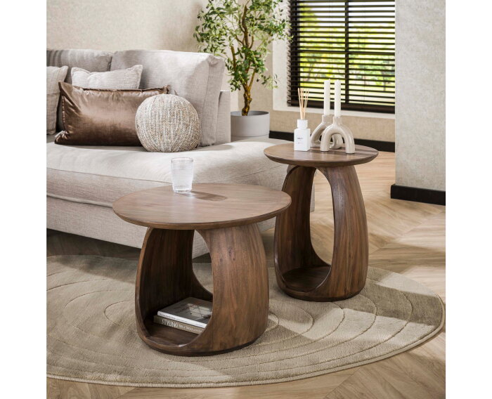 Bijzettafel flow D45 solid - Massief acacia glaze brown