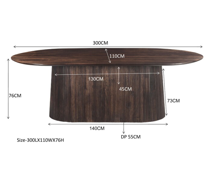 Eettafel Salvator ovaal 300 cm - Walnut | Livingfurn