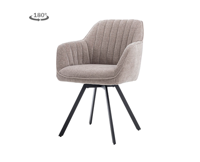 Tower Living Eetkamerstoel Bruno draaibaar - stof nature 120 Beige grey