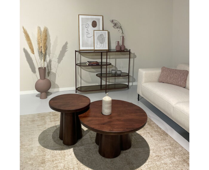 Salontafel Brix Clubs rond mangohout 50 cm - Bruin