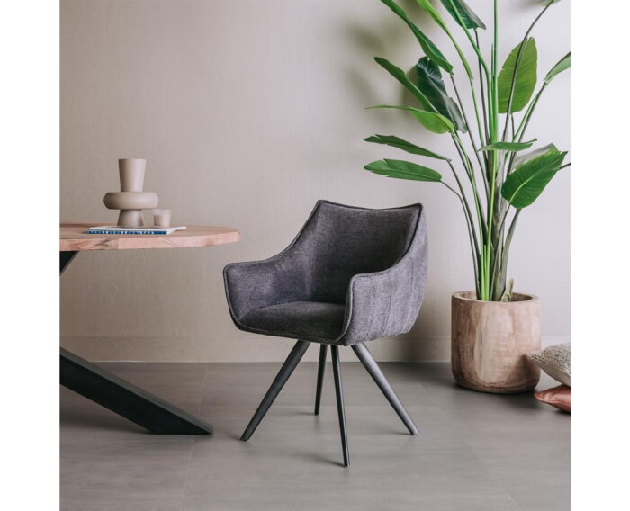 Riviera Armstoel - fabric Brego 18 dark grey (draaibaar)