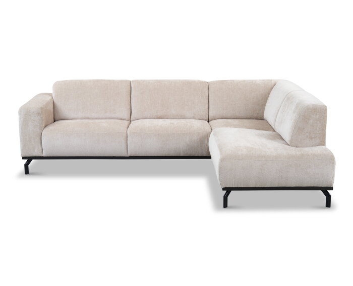 Hoekbank Avani met ottomane rechts - Beige &ndash; 256x188x77 cm &ndash; Modern