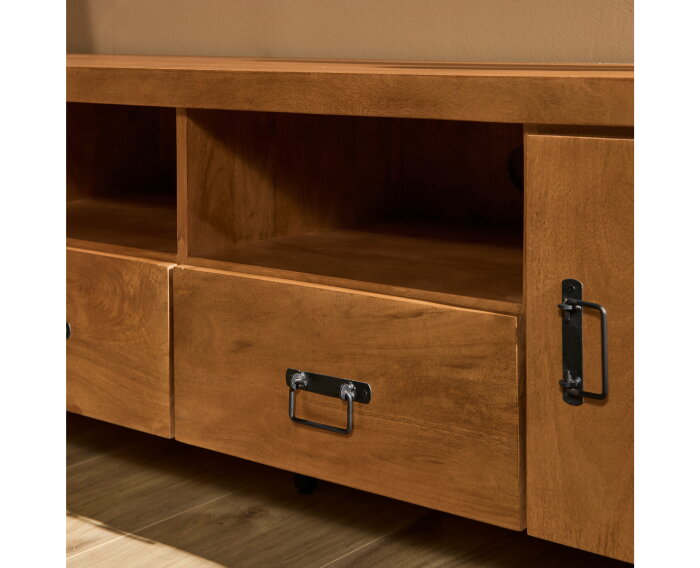 Tv-meubel Britt 200 cm mango metaal - Naturel | Meubelplaats