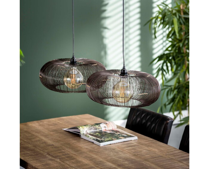 Hanglamp Copper twist 2 lampen &Oslash;43 cm - Zwart nikkel