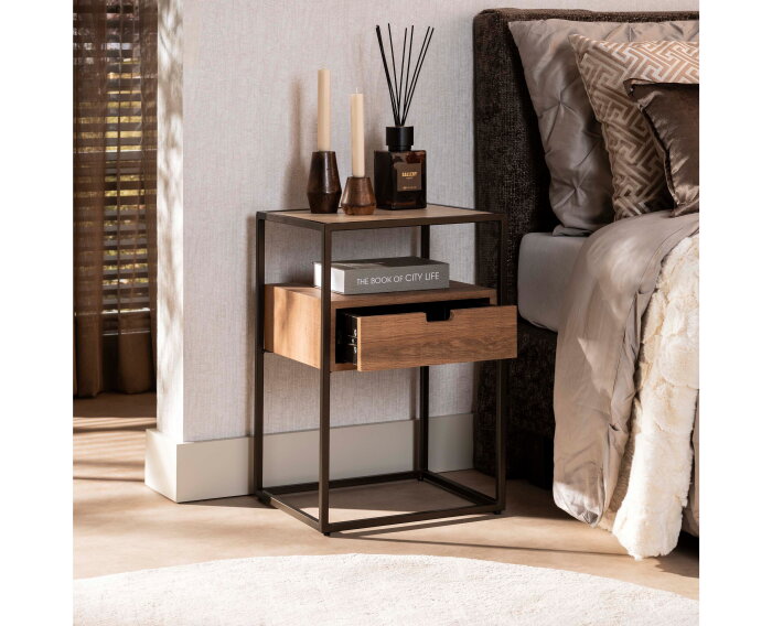 Nachtkastje Cassetto 1L - Keramiek travertin