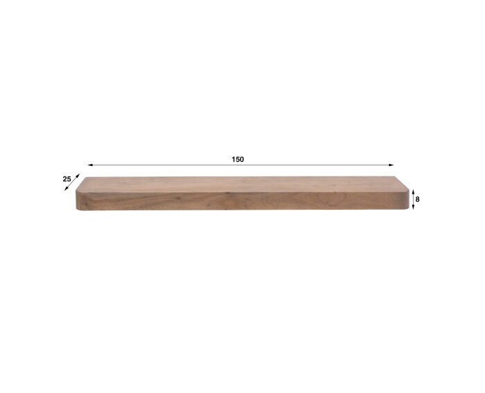 Wandplank Carve 150 - Massief acacia bruin