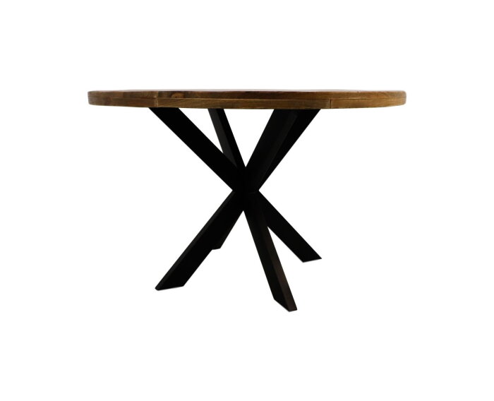 Ronde eettafel Melbourne - ø130x76 - Naturel/zwart - Mangohout/ijzer