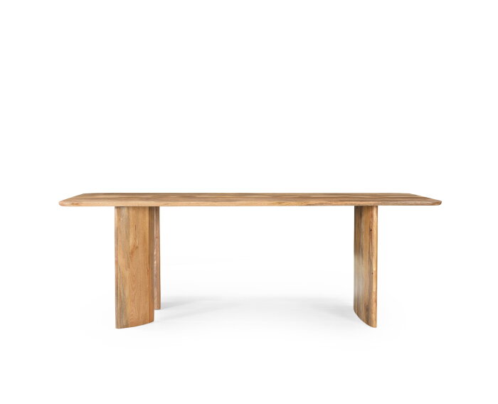 Eettafel Jade rechthoekig 220x100 cm – Mangohout Naturel – Japandi eetkamertafel