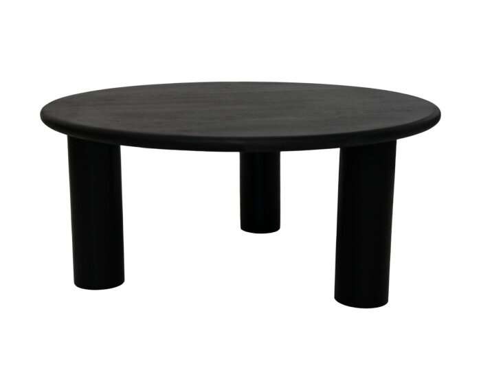 Salontafel rond pilaar poot - 80x80x35 - Zwart - Mangonhout