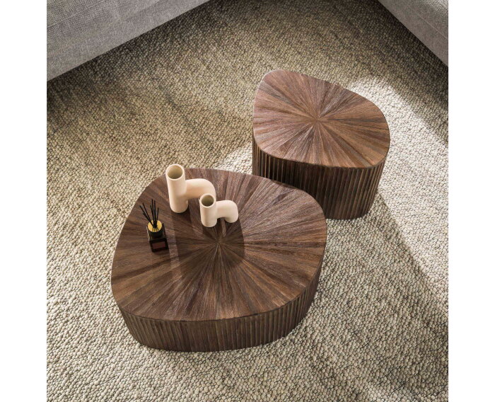 Salontafel set/2 XL driehoek Maya teak - Teak rust brown