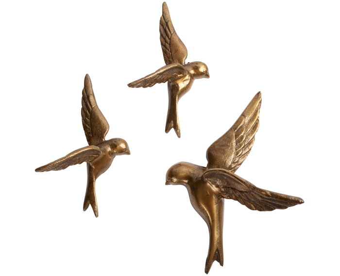 Set V 3 - Avaler Too Vogels Metaal Antique Brass - BePureHome