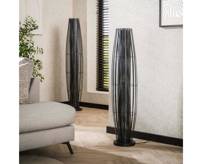 Vloerlamp 120 3L cylinder mesh - Charcoal