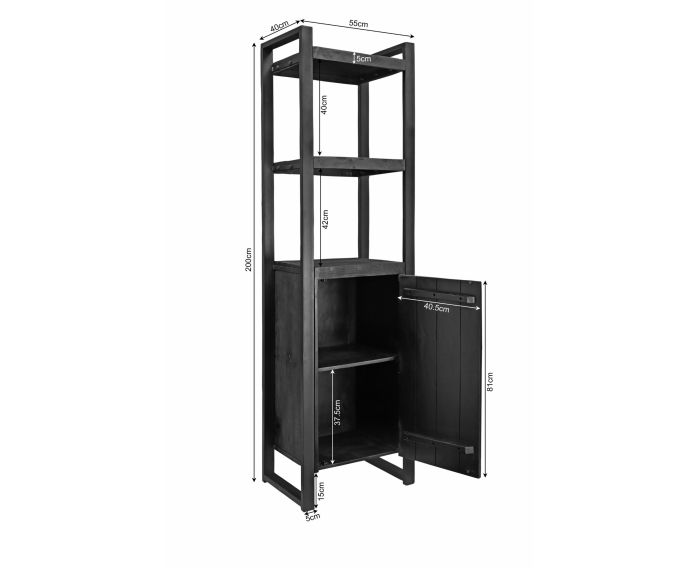 Boekenkast Boaz Black | 1 deur