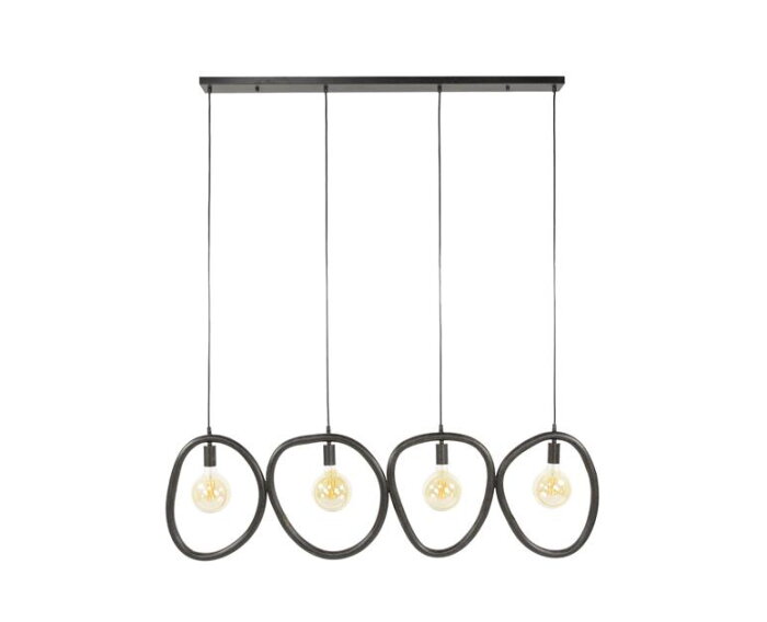 Hanglamp 4L organic steel - Artic zwart