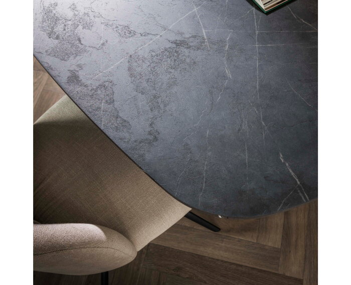 Eettafel Marquina Deens ovaal melamine 180 cm - marmerlook