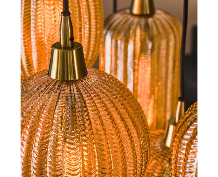 Hanglamp Mumbai Mix 7 lampen Glas - Amberkleurig