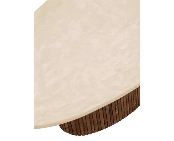 DTP home Lagoon salontafel organisch teakhout en Mortex naturel / beige - 120 x 75 x 35 cm