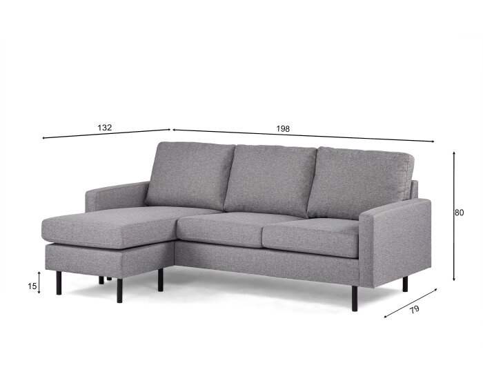 3 seater sofa CL L+R, fabric Malmo 90, M411 grey