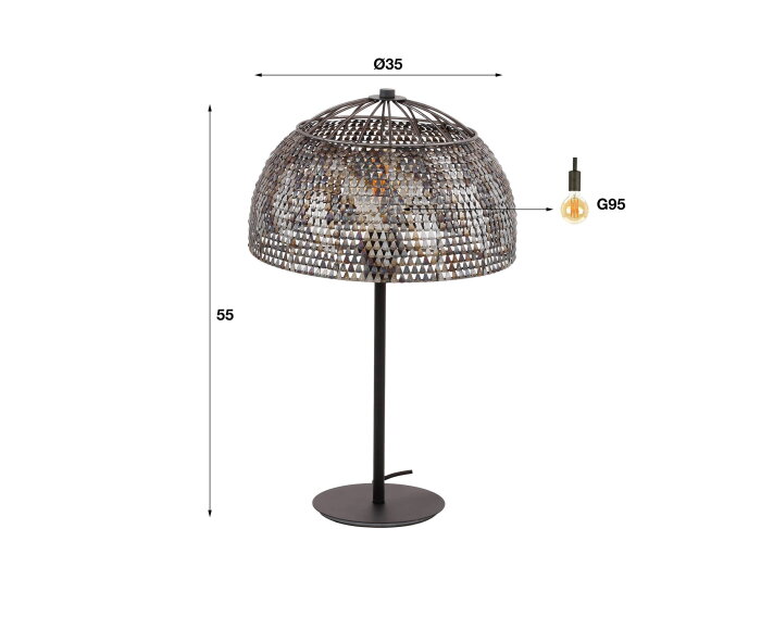 Tafellamp &Oslash;35 armor open - Zwart bruin