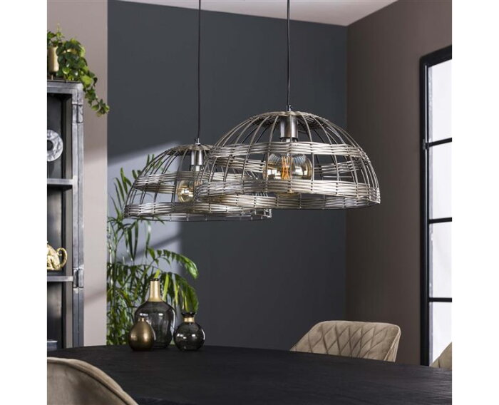 Hanglamp 2L metal blinds - Zwart nikkel