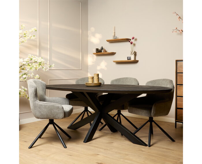Eettafel Brandy Black | 210 cm | Ovaal