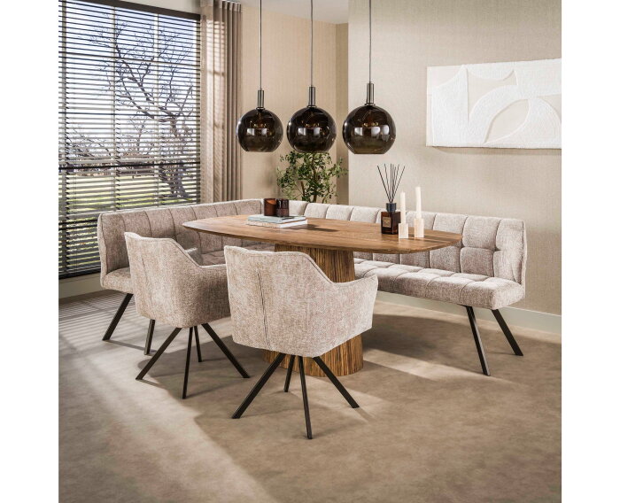 Eettafel Wave Centro 180 - Massief mango zand