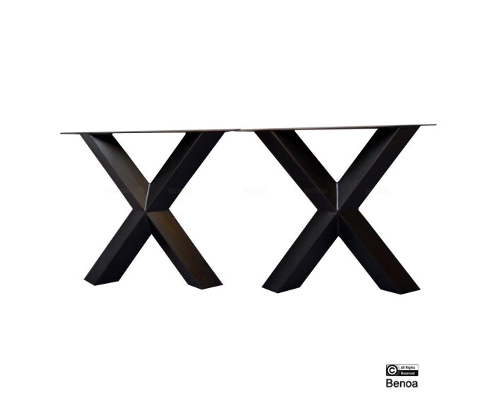 Diamond X tafelpoot eettafel metaal 8x8 cm Set - Zwart