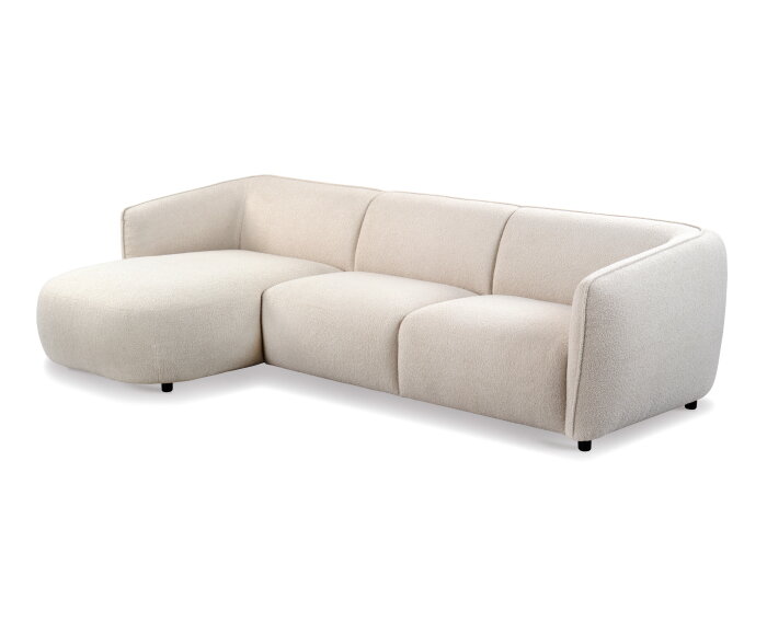 Hoekbank Valerie Bouclé met Chaise Longue Links 279x150 cm – Beige - Japandi