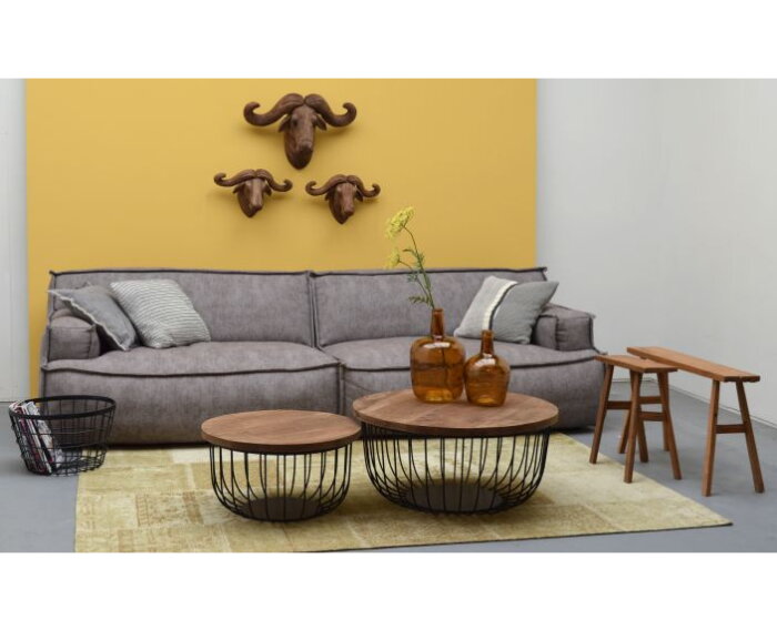 Koop de Brix salontafel set EVA | Zwart metaal + mango hout | € 295
