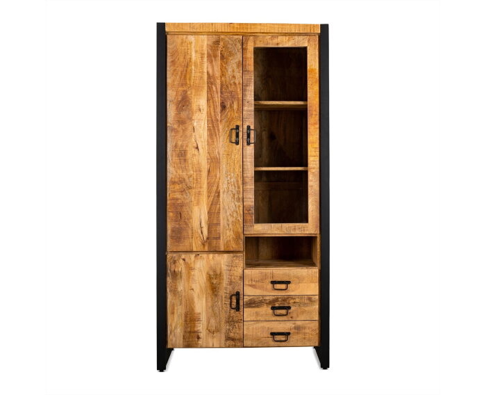 Vitrinekast Britt Rechts Mango metaal 100cm breed - Naturel