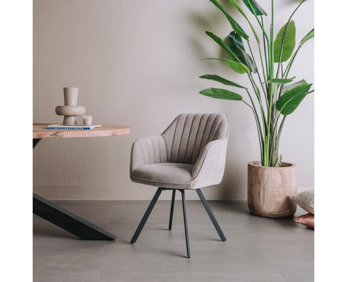 Tower Living Eetkamerstoel Bruno draaibaar - stof nature 120 Beige grey