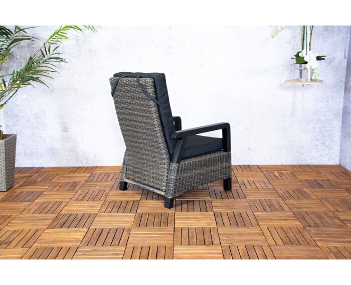 Luxury lounge stoel Princess  verstelbaar Wicker - Grijs