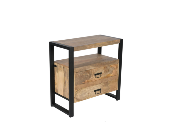 Ladenkast Boaz mangohout 80x40x80 cm - halkastje - 2 lades