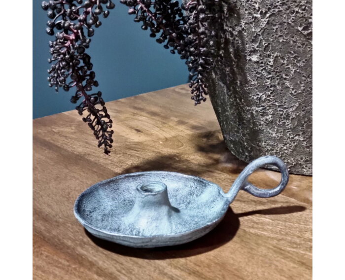 Blue Patina Candle Holder