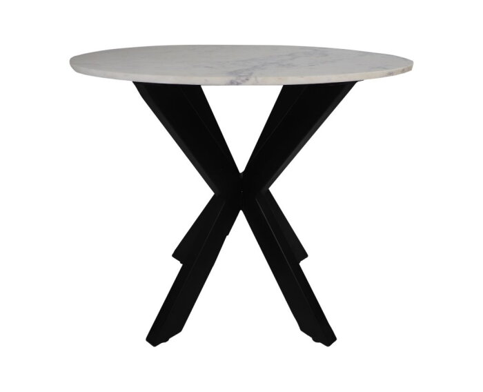 Eettafel rond marmer - ø90x76 - Wit/zwart - Marmer/metaal