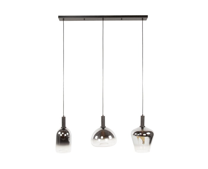 Hanglamp 3L mix grey shaded - Artic zwart