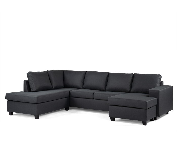Hoekbank Malmo 3-zits hoek links - Antraciet - 280x198 cm