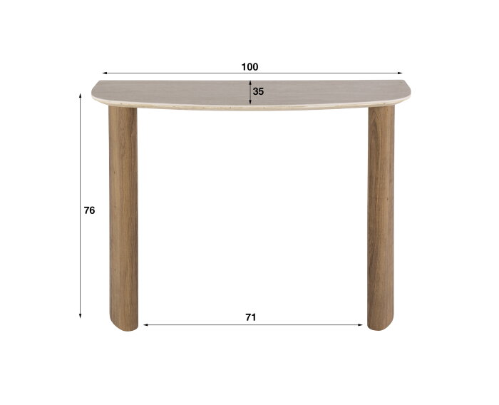 Kaptafel curvo Romano travertin keramiek - 100x35x76 cm - Japandi