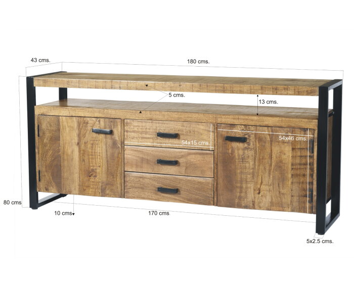 Dressoir Nairobi 180 cm kopen?| Meubelplaats.nl