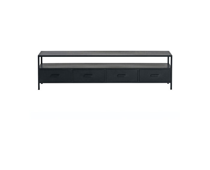 Tv meubel zwart staal 180cm | 3 lades