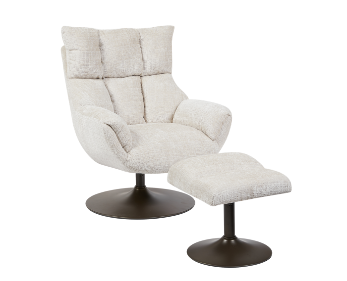 Force Fauteuil met voetenbank - Cremona 02 sand (draaibaar)