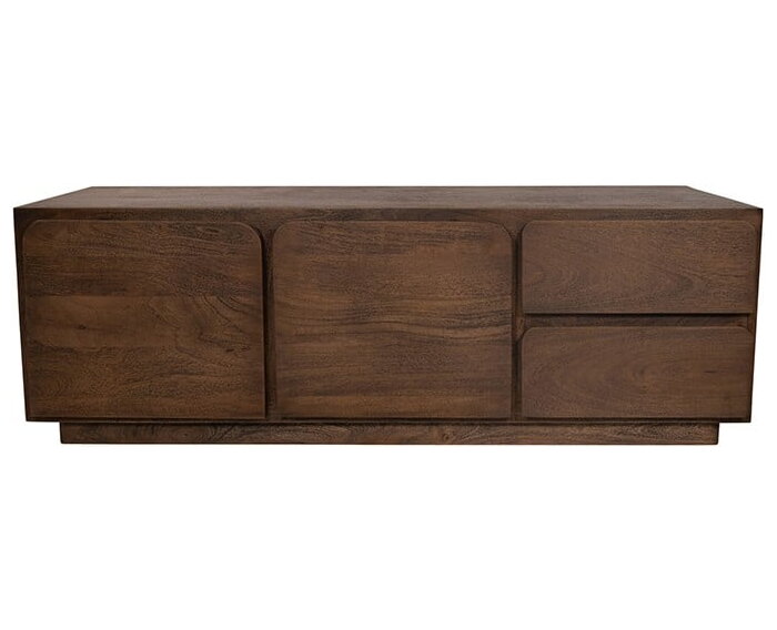 TV dressoir 150 met 2 deuren en 2 lades, Mango Dark Malt - Bloemfontein Collection
