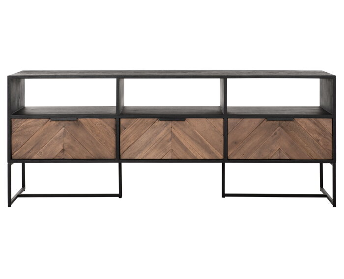 TV stand Criss Cross medium, 3 drawers, 3 open racks,60x150x40 cm, mixed wood