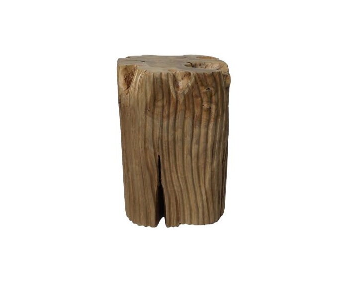 Decoratief krukje met patroon - 35x35x40 - Naturel - Teak