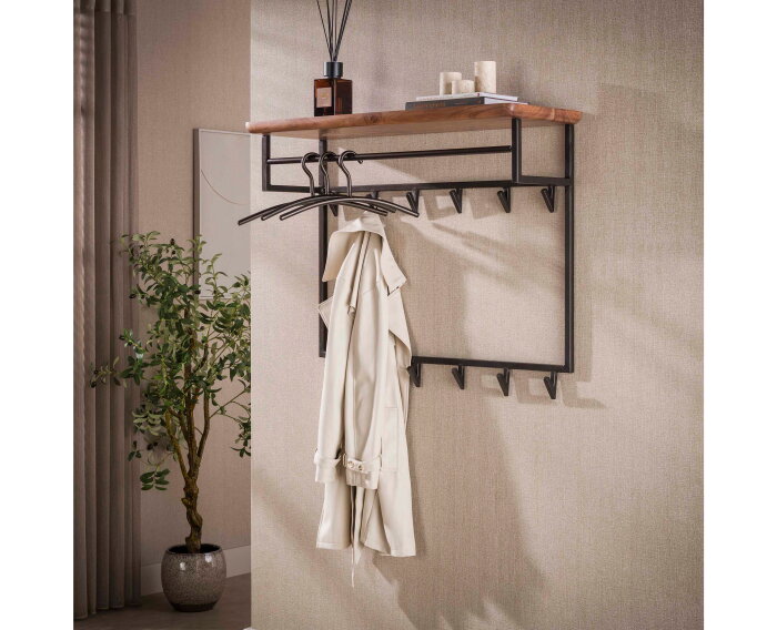 Kapstok Edge Curve hoog 12H - Massief acacia bruin